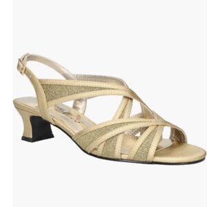 Easy Street Gold Satin Mesh Tristen Sandals 10W